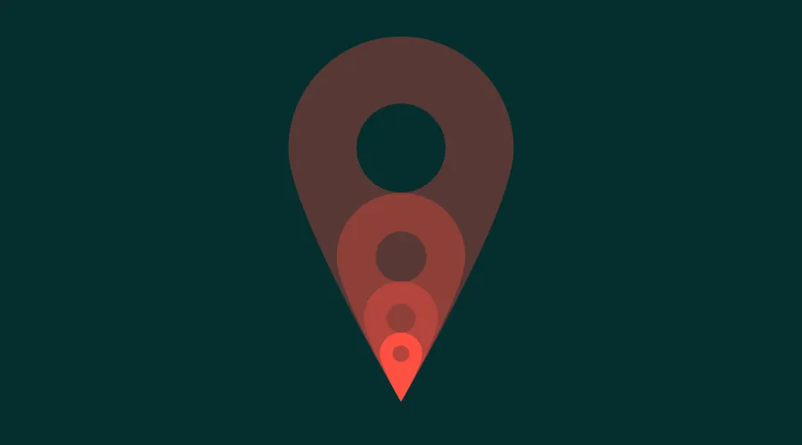 Location pin increasing in size graphic